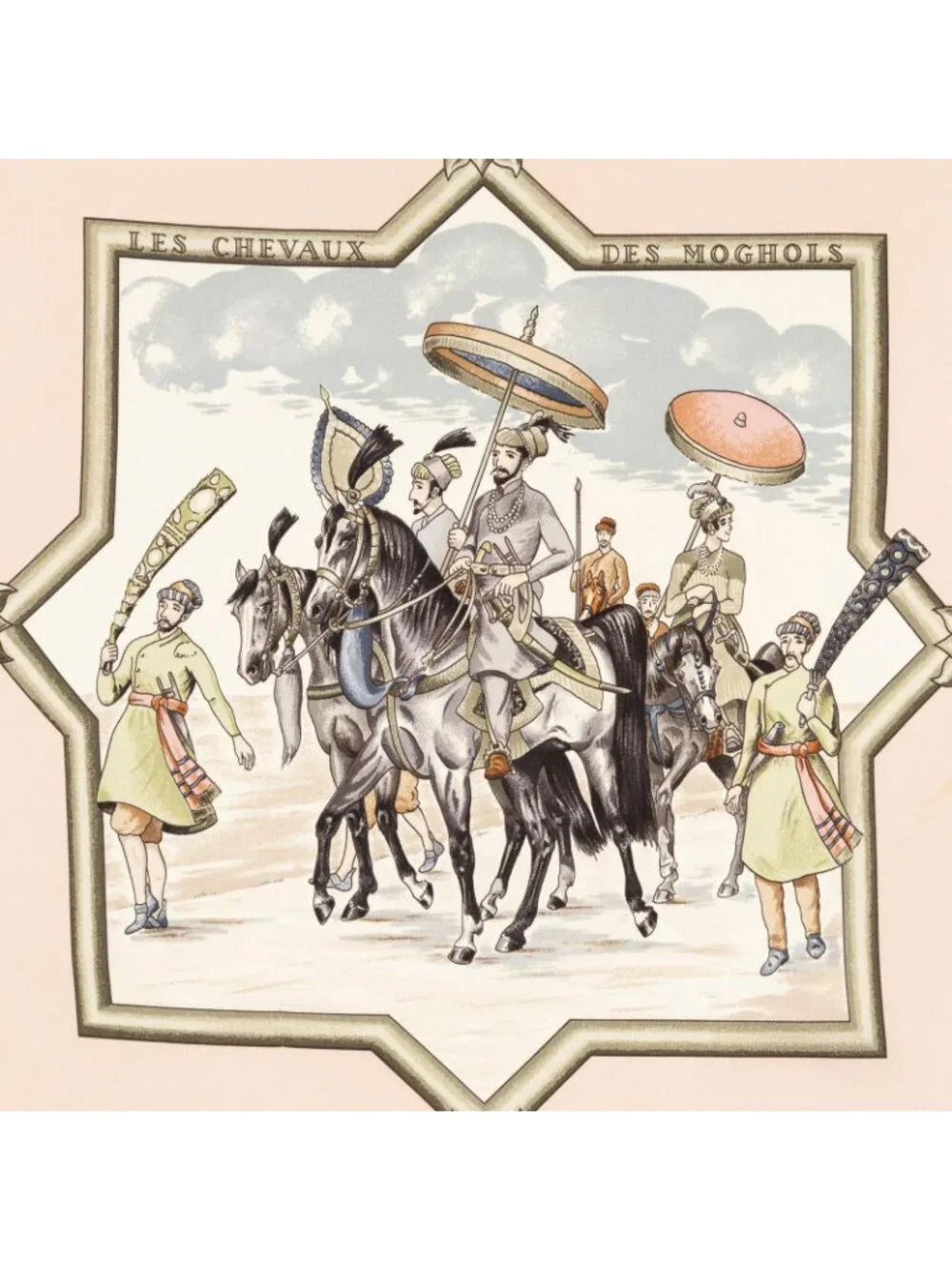 Hermes Scarf Pink Blancs 100% Twill Silk
